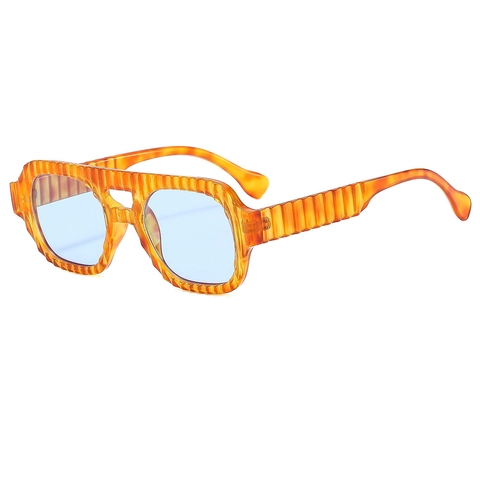 Retro Square Sunglasses With Vertical Ribbed Stripe Texture PC Frame Double Bridge UV400 Protection For Women And Men