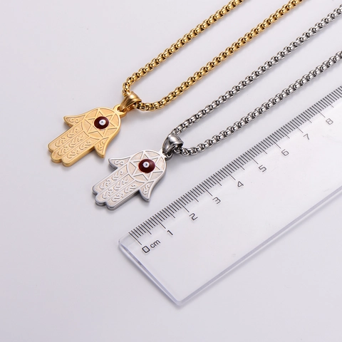 Collana Pendente Mano Di Fatima Acciaio Inossidabile 316L Occhio Del Diavolo Amuleto Protezione Gioielli Religiosi Oro