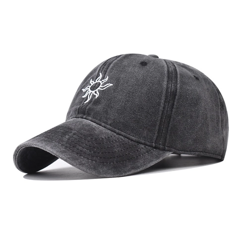 Cappellino Da Baseball In Cotone Lavato Ricamo Sole Fibbia In Metallo Regolabile Cappello Vintage Invecchiato Per Uomo Donna All'Aperto