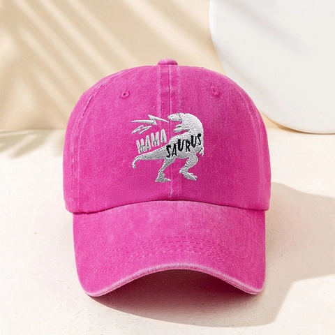 Dinosaurier Mama Saurus Bestickte Baseballkappe Gewaschene Baumwolle Vintage Verstellbarer Outdoor Sport Hut Für Herren Damen