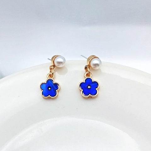 Blaue Blumen Künstliche Perlen Tropfenohrringe Mit 925 Sterling Silber Ohrstecker Eleganter Harz Floraler Schmuck Für Damen Geschenk