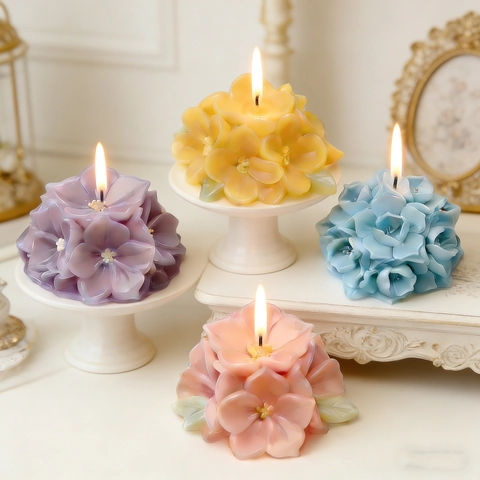 Molde De Silicona De Bola De Flores DIY Vela Hecha A Mano Jabón Aroma Resina Herramienta De Fundición Gardenia Lirio