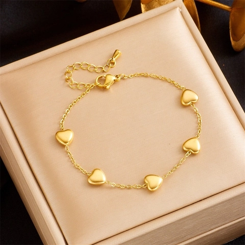 Pulsera Con Colgante De Corazón Chapado En Oro Acero Inoxidable Minimalista Elegante Joyería Para Mujer Accesorio De Moda