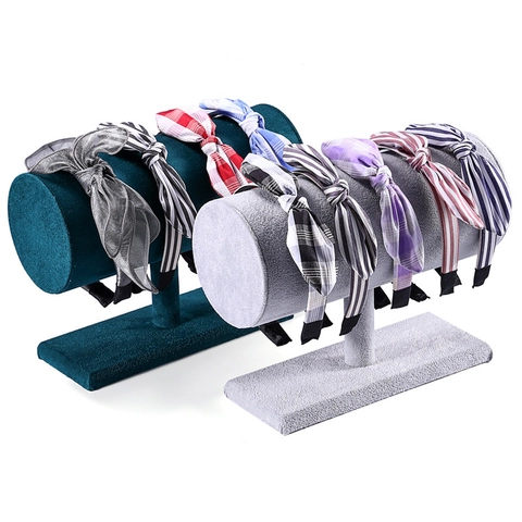 Soporte De Exhibición De Diadema De Terciopelo Estante De Almacenamiento T-Bar Para Cintas De Pelo Pulseras Organizador De Joyas