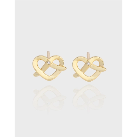 925 Sterlingsilber Herz Ohrstecker Für Damen Strass Knoten Liebe Design Minimalistischer Eleganter Schmuck Zubehör Geschenk