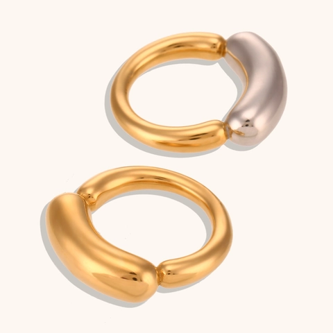 Anello Chunky Minimalista Placcato Oro 18K Acciaio Inossidabile 316L Curva Sorriso Fascia Bolla Geometrica Donne