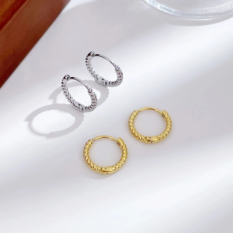 Gedrehte Seil Hoop Ohrringe Edelstahl Hochglanzpoliert Vakuum Beschichtet Minimalistisch Vintage Mode Für Frauen