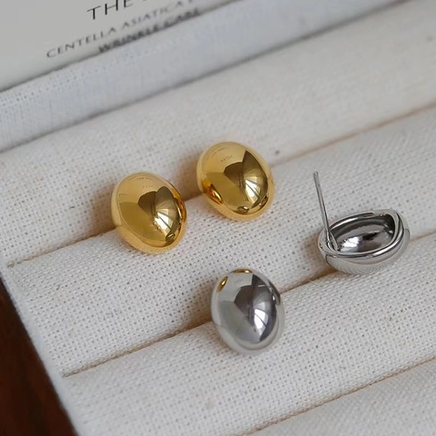 Boucles d'Oreilles Minimalistes Haricots Laiton Plaqué Or 18K Poli Miroir Élégant Style Vintage Bijoux Pour Femmes