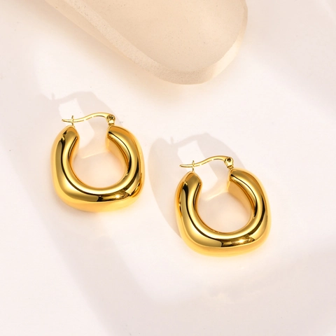 Creolen Edelstahl Vergoldet Hochglanzpoliert Geometrisch Herz Wassertropfen Moderner Modeschmuck Damen Ohrringe