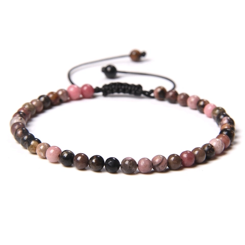 Naturstein Perlenarmband Rund Edelstein Kristall Handgefertigt Verstellbar Geflochtenes Seil Minimalistischer Schmuck Damen