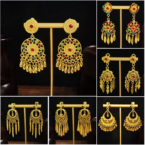 Böhmische Quasten Ohrringe Legierung Mit Edelstahl Ohrstecker Ethnisch Bunte Strasssteine Vintage Für Frauen