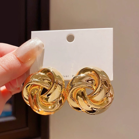 Exponierte Verdrehte Verknotete Ohrstecker Mit 925 Sterling Silber Ohrstift Legierung Hochglanz Retro Schmuck Für Damen