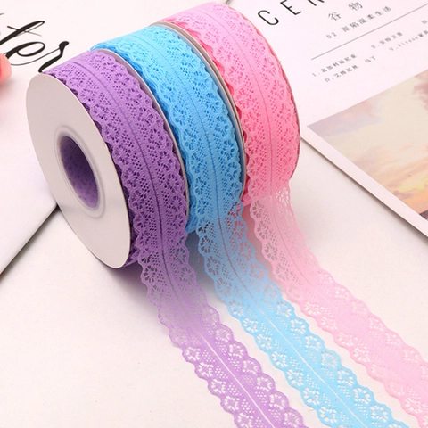 Lace Ribbon Roll Mesh Lace Trim For DIY Crafts Bouquet Gift Wrapping Hollow Out Flower Pattern Wave Edge Decorative