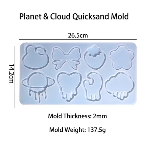 Molde Silicona Arenas Movedizas Planeta Estrella Nube Para DIY Joyería Resina Llavero Shaker Artesanía Multi Forma