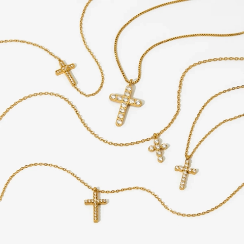 Cross Pendant Necklace Stainless Steel With Cubic Zirconia Punk Rock Personality Jewelry For Men Women Unisex
