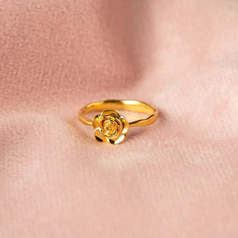 925 Sterling Silver Rose Flower Ring For Women Gold Plated Elegant Floral 3D Petal Index Finger Band Ring Jewelry Gift
