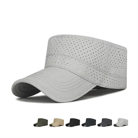 Casquette Cadet Respirante Perforée Laser Séchage Rapide Chapeau Soleil Extérieur Réglable Style Militaire Polyester