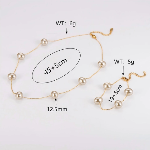 Collana E Bracciale Di Künstliche Perle Vintage Gioielli In Acciaio Inossidabile Eleganti Per Donna Regolabili Stile Placcato Oro Argento