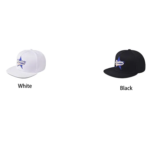 Cotton Snapback Hat Dallas Letter Blue Star Embroidery Flat Brim Hip Hop Streetwear Adjustable Baseball Cap For Men Women