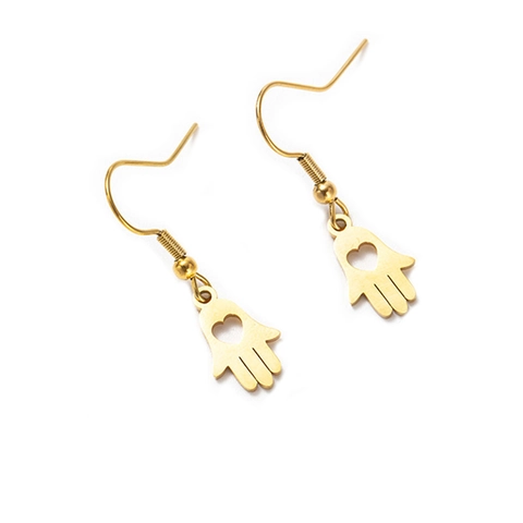 Orecchini Pendenti Mano Di Hamsa Cuore Lucidato Lega Geometrica Mano Di Fatima Gancio Per Le Donne Gioielli Di Moda