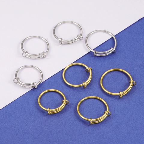 Anillo Ajustable Minimalista De Acero Inoxidable Chapado En Oro 18K Joyería De Banda Simple