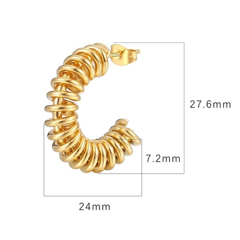 Hoop Earrings Stainless Steel Twist Spiral Spring Texture Minimalist C Shaped Jewelry For Women Fashion