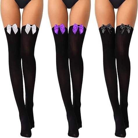 Velvet Thigh High Stockings With Large Satin Bow Over The Knee Socks For Women JK Lolita Cosplay Sweet Elastic Thin