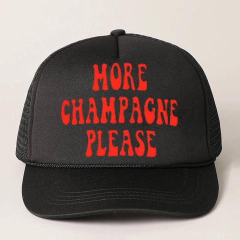 Trucker Hat Mesh Rug Schuim Polyester More Champagne Please Verstelbaar Outdoor Zonbescherming Vintage Stijl