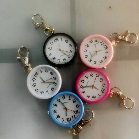 Portable Pocket Watch Keychain For Nurse Students Exam Clear Large Numbers Luminous Quartz Colorful Plastic