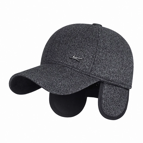 Herren Winter Baseballkappe Mit Klappbaren Ohrenschützern Warmes Fleece Gefüttert Dickes Polyester Verstellbar
