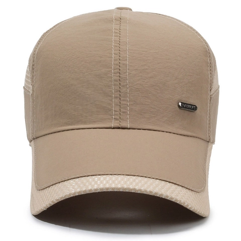 Casquette De Baseball Séchage Rapide Mesh Respirant Protection Solaire Extérieur Ajustable Chapeau Sport Avec Plaque Métal Homme