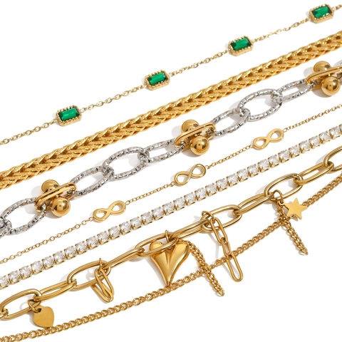 Vintage Stainless Steel Zircon Artificial Pearl Bracelet For Women Heart Infinity Charm Adjustable Chain Fashion Aesthetic Jewelry