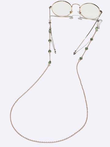 Catena Occhiali Elegante Metallo Dorato Con Perline Di Cristallo Verde Cinturino Occhiali Regolabile Antiscivolo Per Occhiali Da Sole
