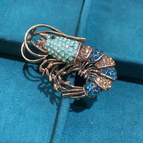 Spilla Retro in Lega con Strass a Forma di Aragosta per Donna Uomo Spilla Animale Esagerata Gioielli Accessori per Cappotto in Stile Vintage