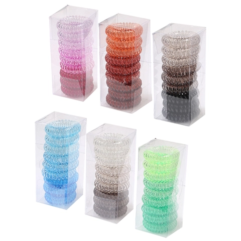 Fashionable PVC Spiral Hair Ties Telephone Wire Style High Elasticity Plastic Hair Ropes For Women Girls Daily Accessories