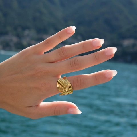 Minimalistische Geometrische Gedraaide Spiraalring En C-Vormige Oorbellen Verguld Roestvrij Staal Sieraden Voor Vrouwen