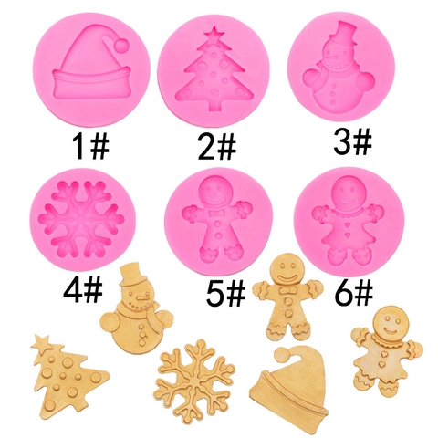 Christmas Silicone Molds Snowflake Tree Hat Gingerbread Man Snowman Shapes For Baking Chocolate Cake Candle Soap DIY Crafts