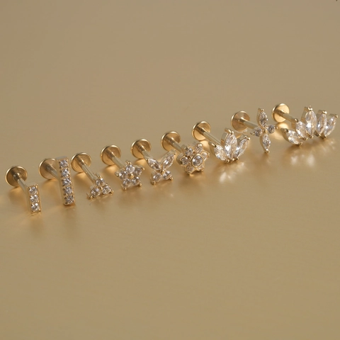 Labret Lip Stud Van Roestvrij Staal Intern Schroefdraad Kraakbeen Oorring Zirkonia Bloem Vlinder Piercing Sieraden