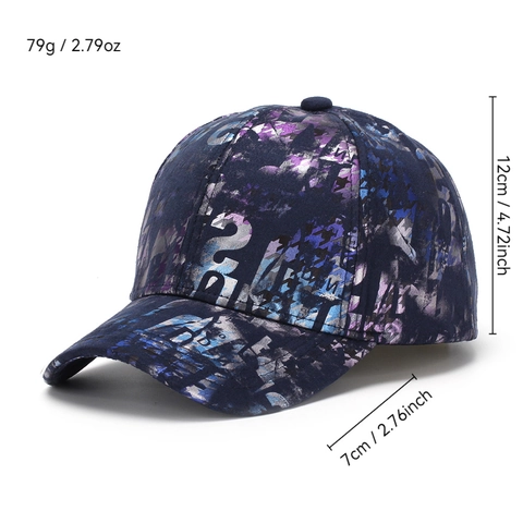 Baseball Cap Fashion Polyester Metallic Graffiti Letter Print Adjustable Sunscreen Outdoor Streetwear Unisex Sunshade Hat