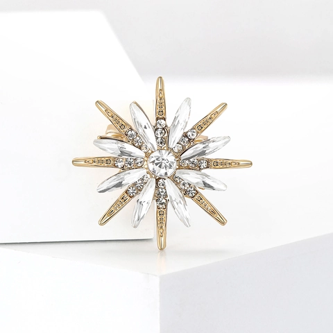 Spilla A Stella A Otto Punte Scintillante Lega Strass Intarsiato Moda Abito Completo Corsage Gioielli Spilla Donna Elegante