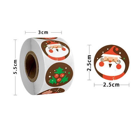 Adesivi Di Natale Merry Christmas Etichette Tonde Cartone Babbo Natale Pupazzo Di Neve Renna Motivo Decorazione Regalo