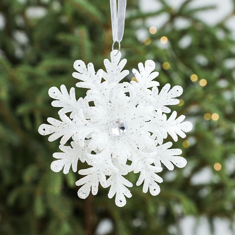 Fiocco Di Neve Stella Natale Ornamenti Appesi Glitter PVC Plastica Decorazione Albero Di Natale Festa Festiva Decorazione Invernale