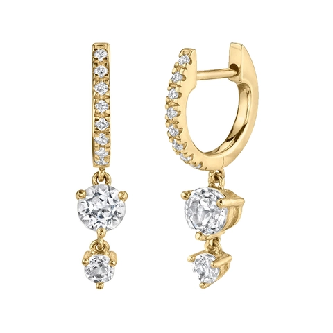 Colorful Zircon Hoop Dangle Earrings With 925 Sterling Silver Earring Post Copper Round Geometric Jewelry For Women