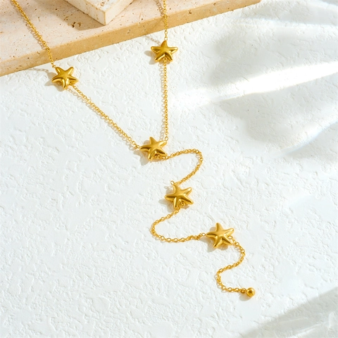 Y-Form Anhänger Halskette Edelstahl Stern Quaste Kette Vergoldet Minimalistischer Eleganter Schmuck Geschenk Für Frauen