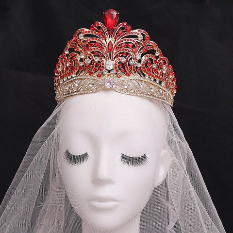 Luxus Barock Braut Krone Tiara Legierung Zirkon Strass Große Welle Festzug Kopfschmuck Für Hochzeit Laufsteg Damen