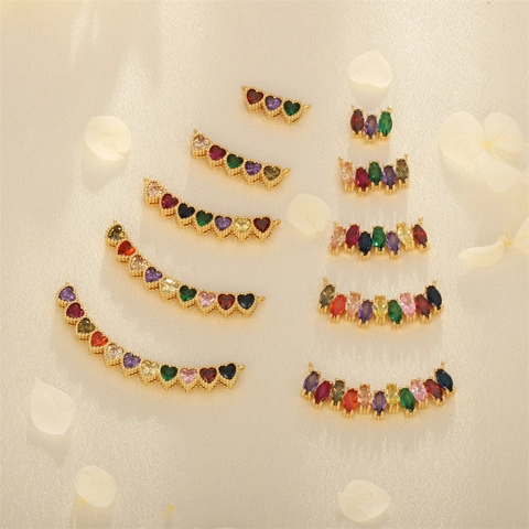 Herz Marquise Bunte Zirkonia Verbinder 18K Vergoldetes Kupfer Schmuckherstellung Anhänger DIY Armband Halskette