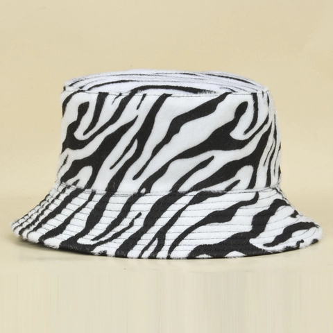 Cappello Alla Pescatora Zebra Finta Pelliccia Caldo Inverno Peluche Donna Protezione Solare Moda