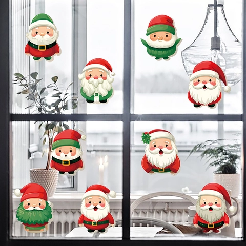 Adesivi Per Finestre Di Natale Babbo Natale Gnomo PVC Statici Decorazioni Festive Per Porte In Vetro