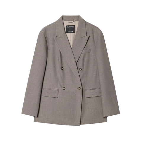 Damen Zweireiher Blazer Und Weite Hose Polyester Einfarbig Professionell Lässig Büro Dame Geschäft