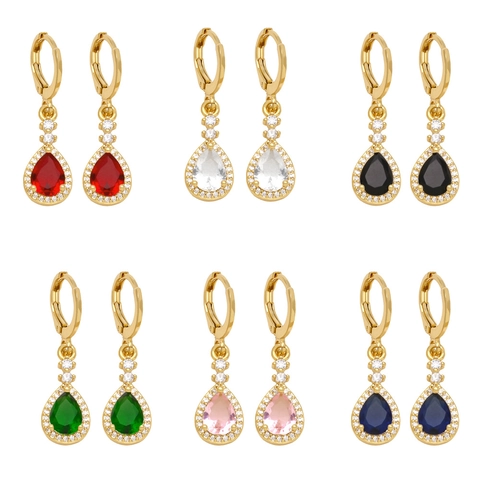 Orecchini Pendenti A Goccia Per Donna Rame Placcato Oro 18 Carati Zirconia Taglio Pera Gioielli Di Moda